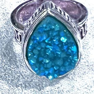 🆕 baby blue druzy ring size 7.25 and 925 silver
